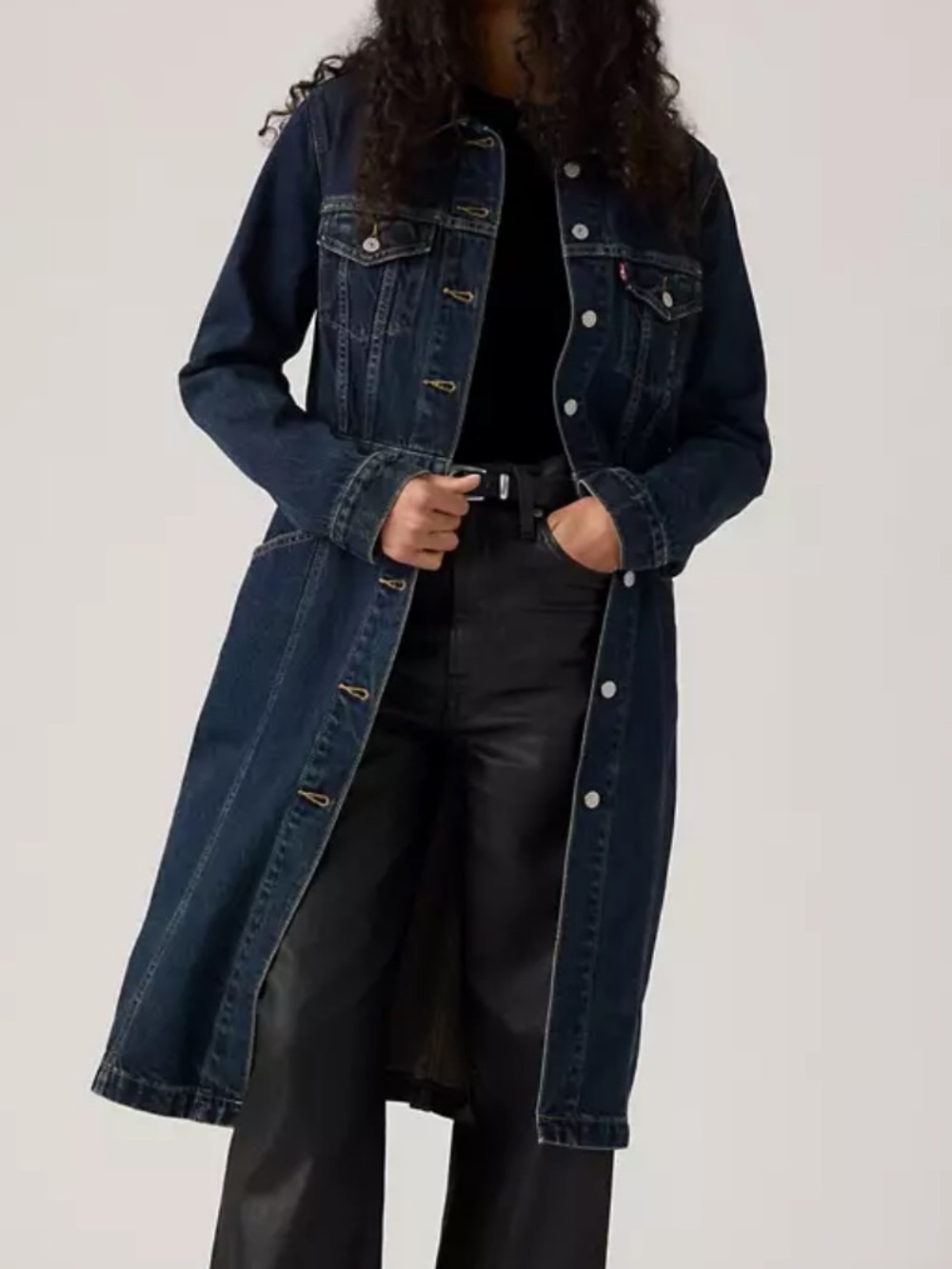 Levi’s Small Jacket Premium Longline Fur Trucker Jacket Bellissima Wash NWT